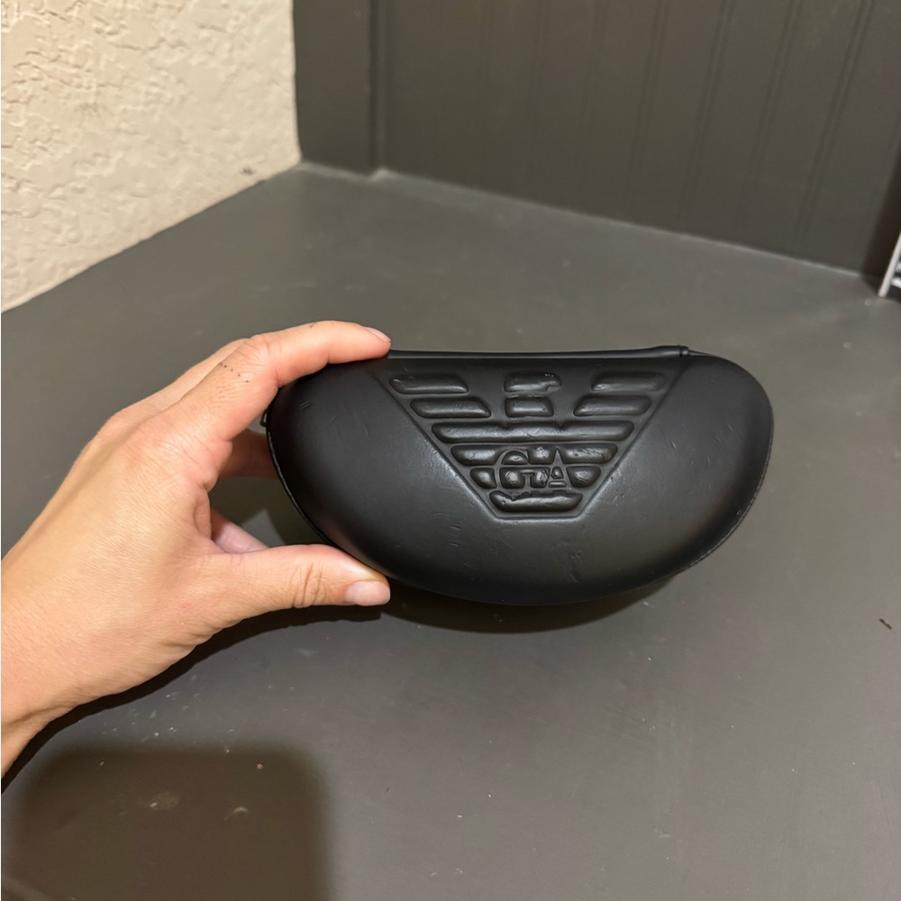 Emporio Armani Matte Black Eyewear Case with Embossed Logo